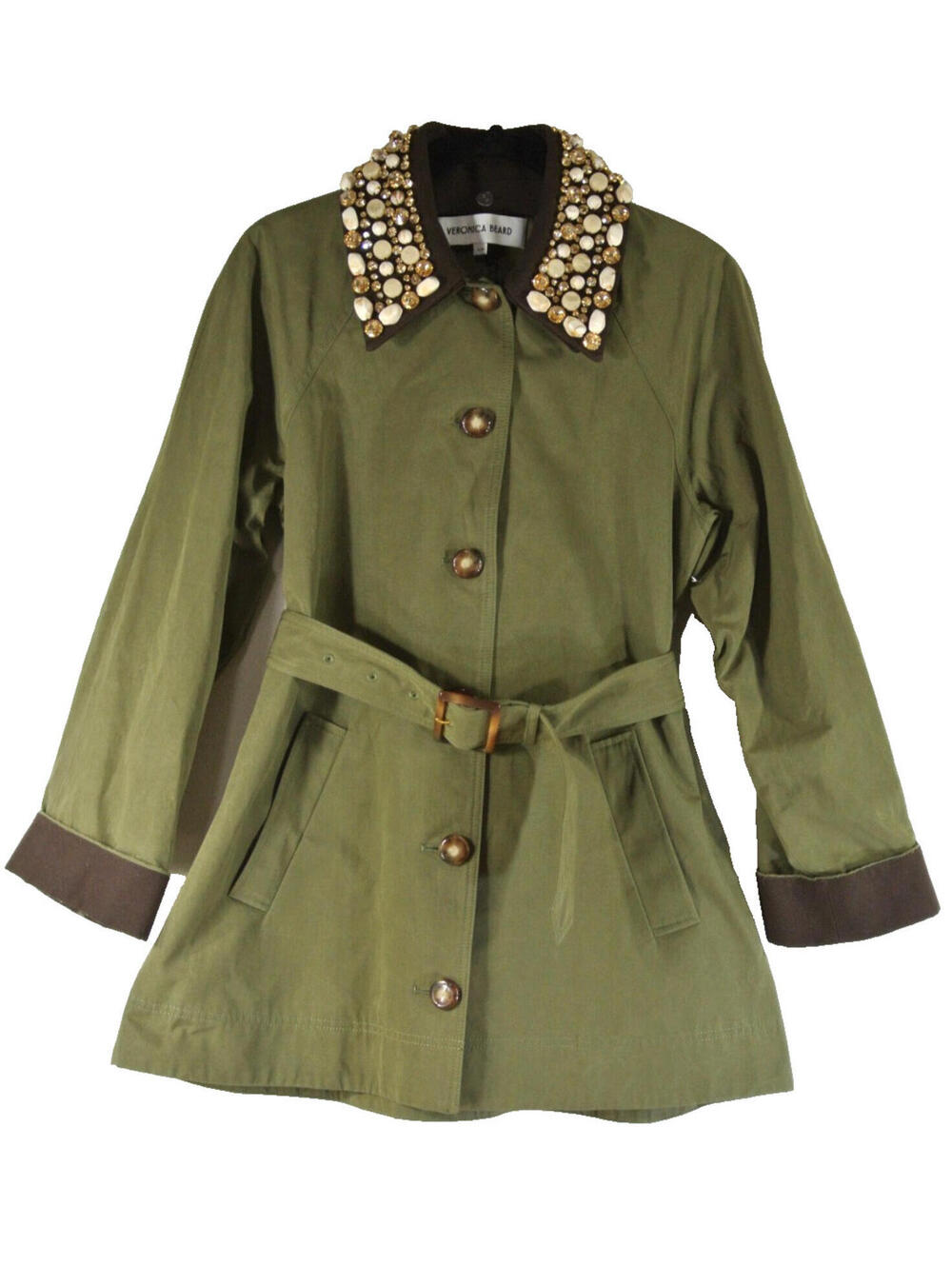 NEW, Veronica Beard Langham Waxed Belted Dickey Coat in Army Sz S #SJ2331 - Picture 6 of 12